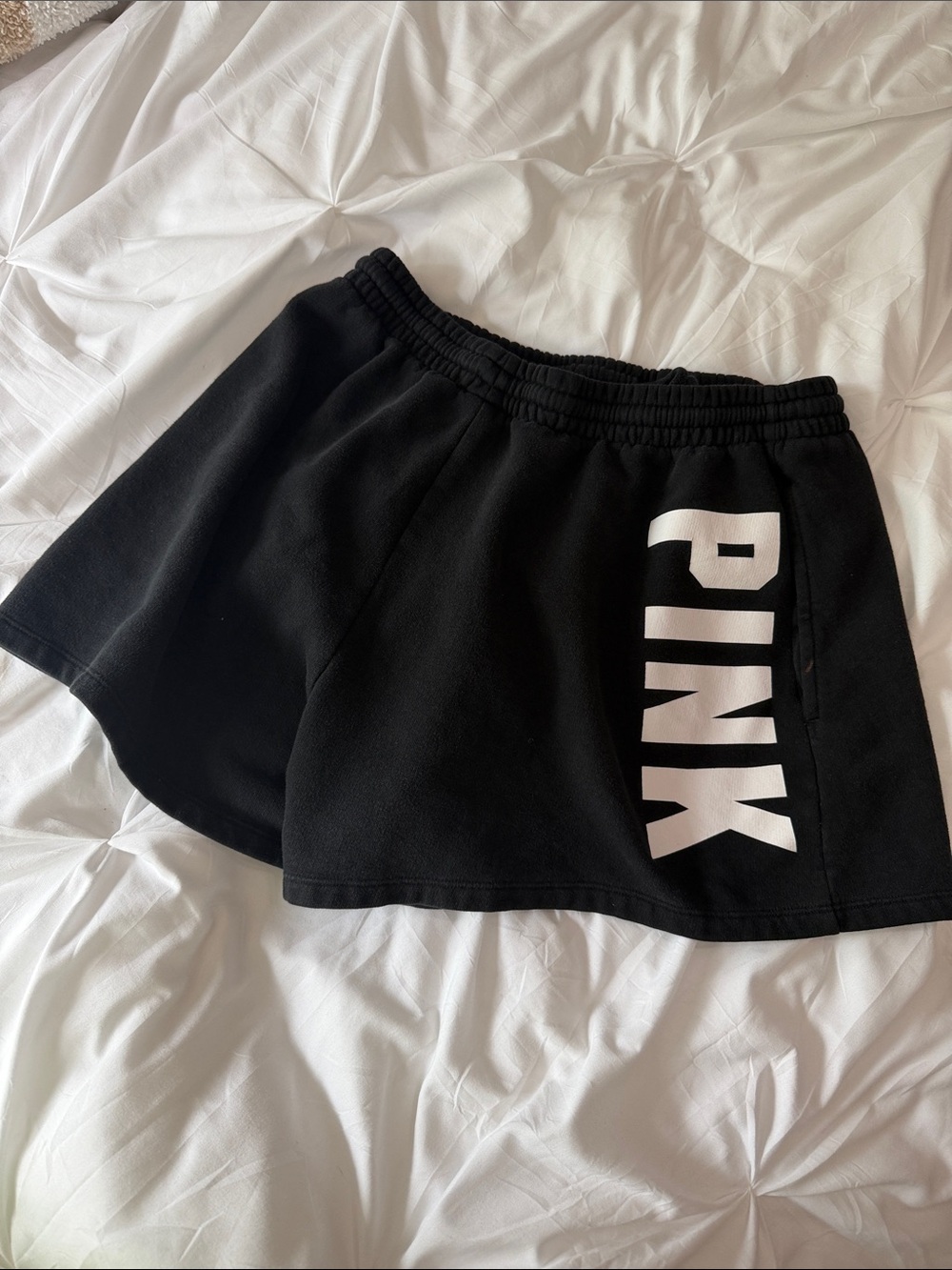PINK Victoria's Secret Black Shorts with White Logo large